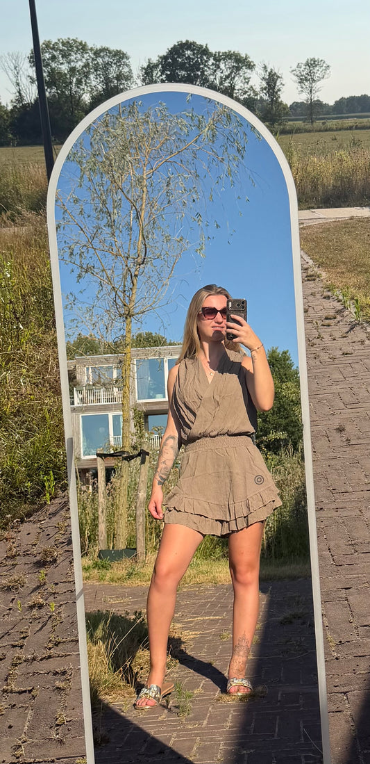 Jess playsuit koraal & taupe