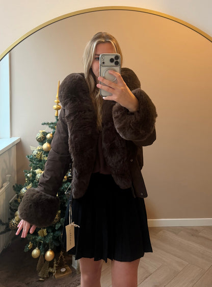 Fake fur brown jacket