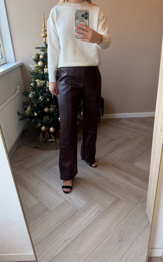 Burgundy trouser fake leather