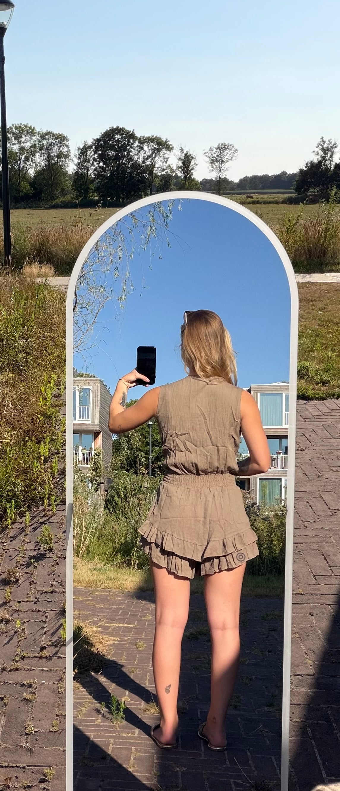 Jess playsuit koraal & taupe