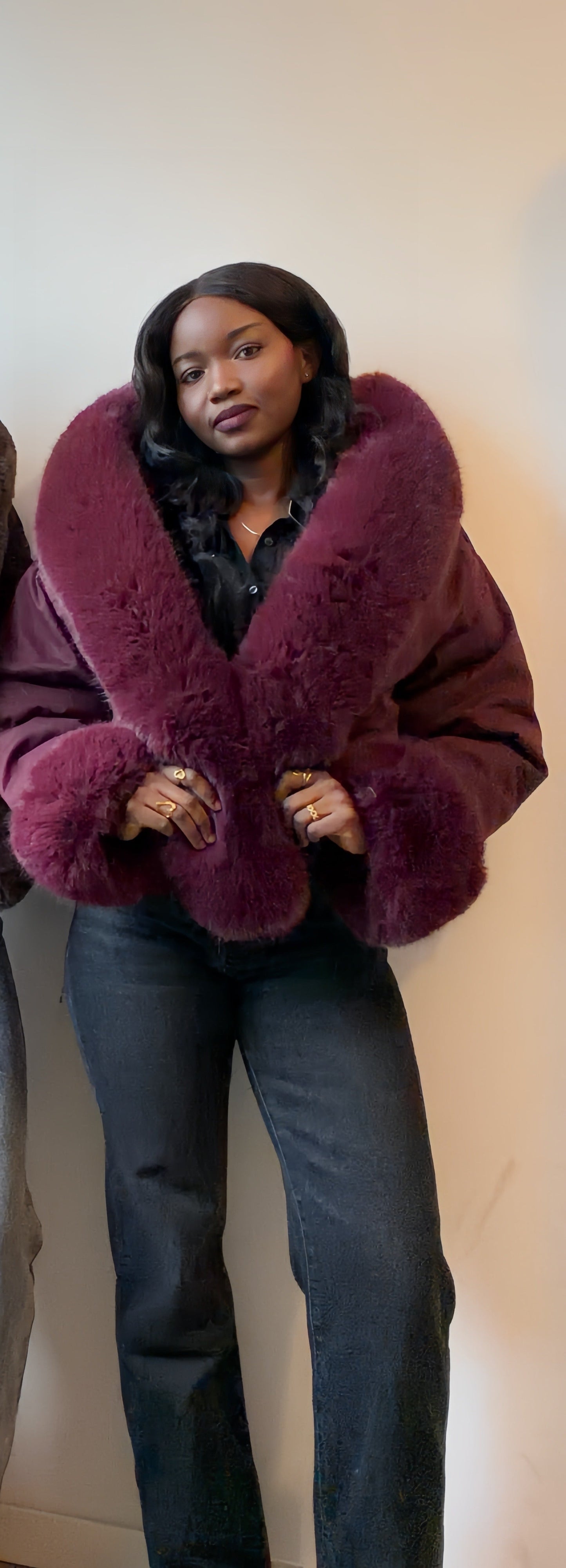 Bordeaux fake fur jacket