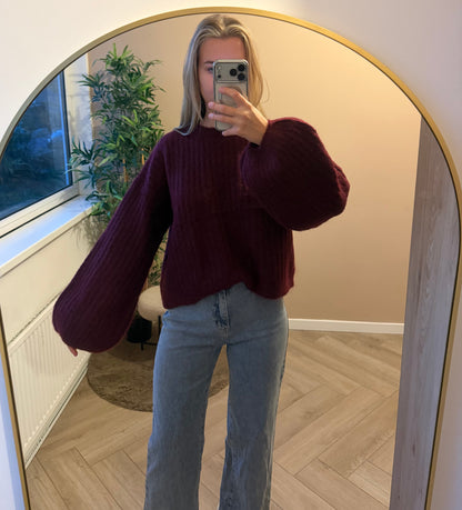 Bordeaux trui pof mouwen