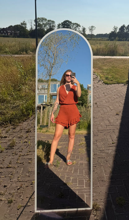 Jess playsuit koraal & taupe