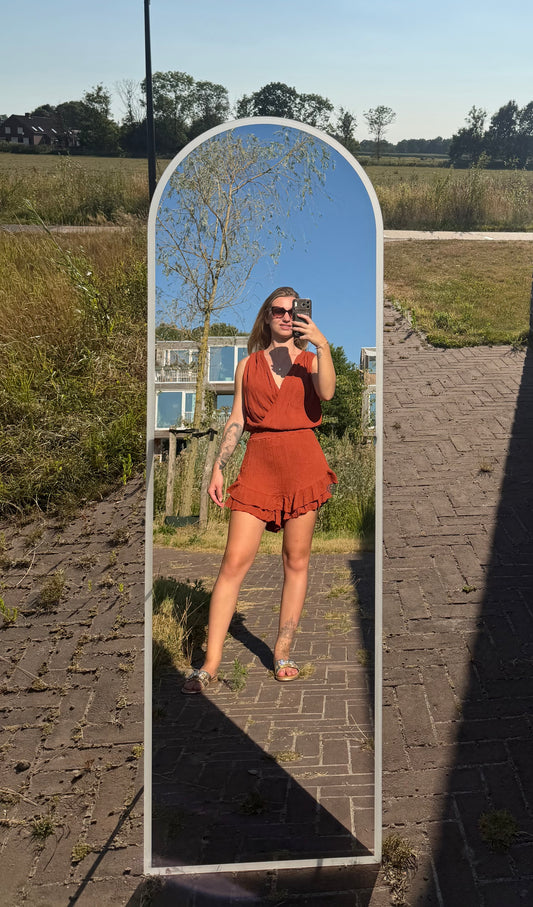 Jess playsuit koraal & taupe