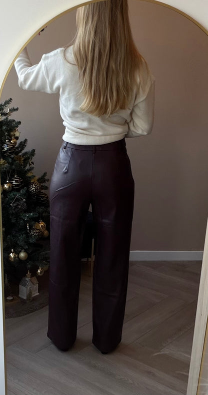 Burgundy trouser fake leather