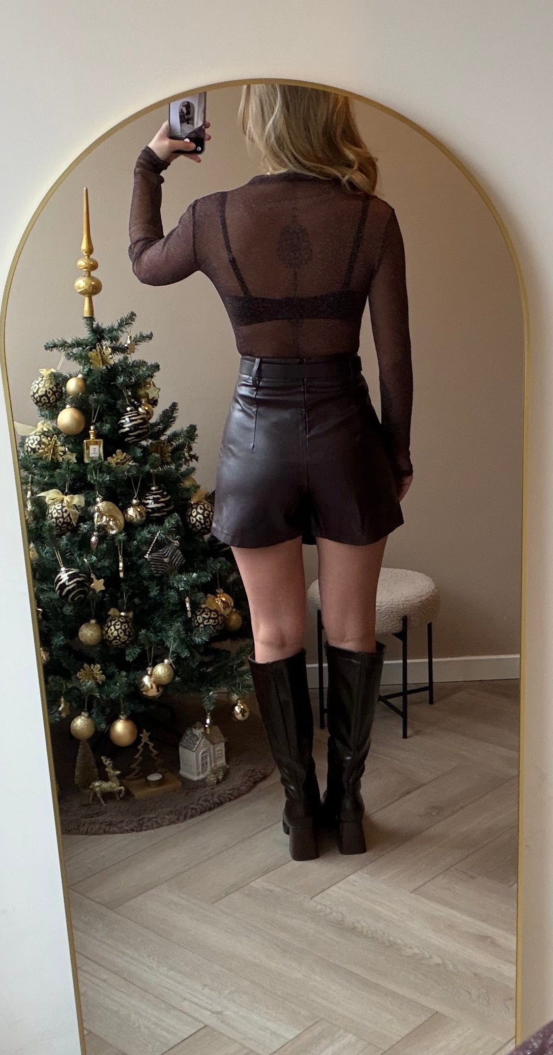Fake leather skirtpants