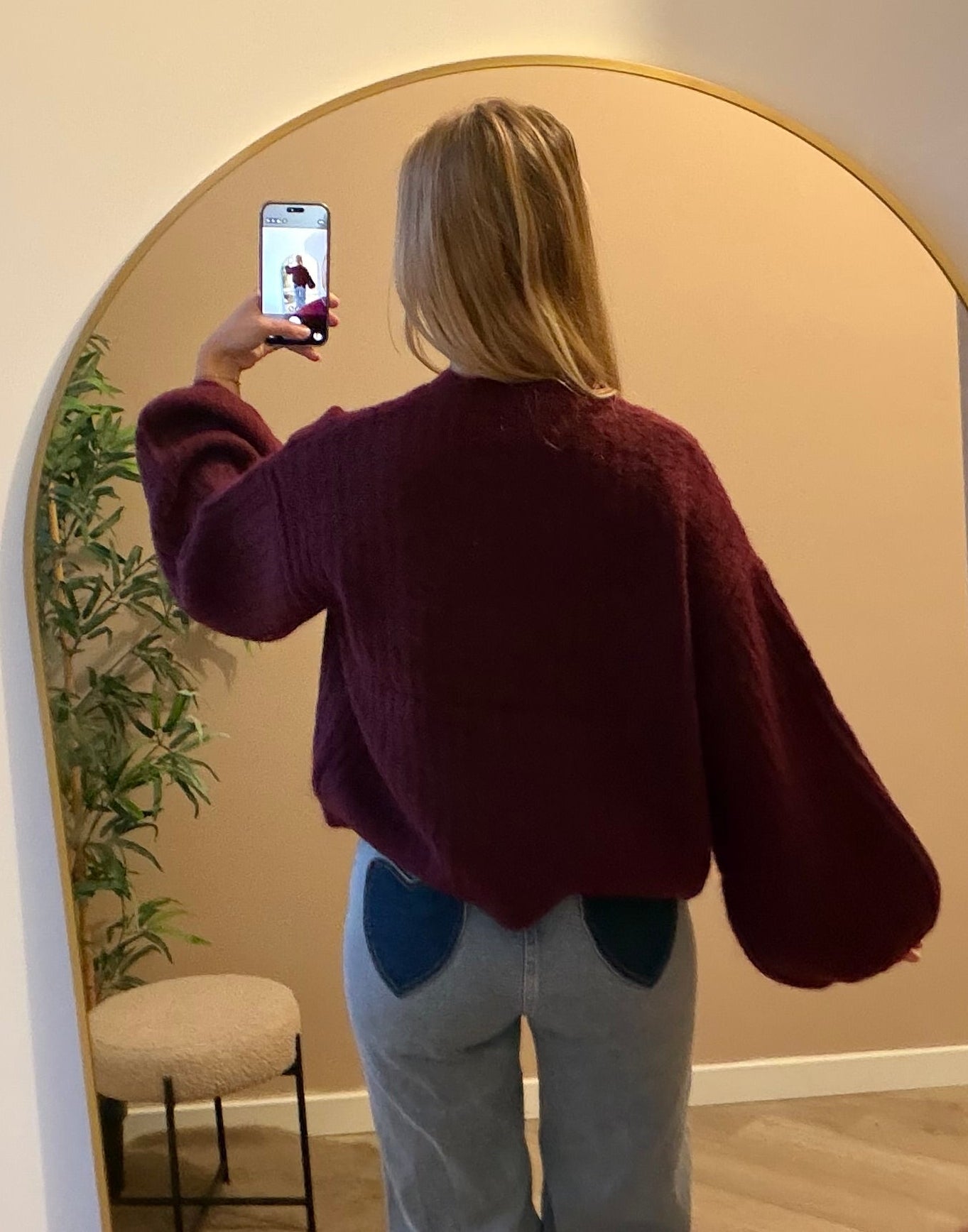 Bordeaux trui pof mouwen