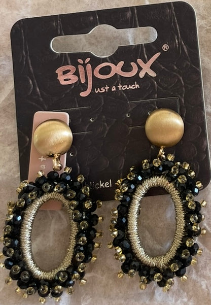 oorbellen zwarte rondjes met steentjes