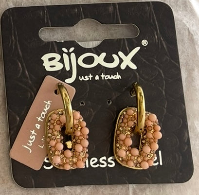 oorbellen rondjes parel roze